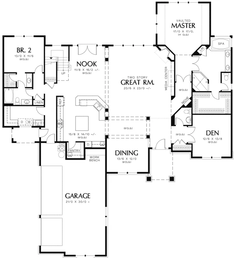 Craftsman House Plan First Floor - Grand Hollow Craftsman Home 011S-0037 - Search House Plans and More
