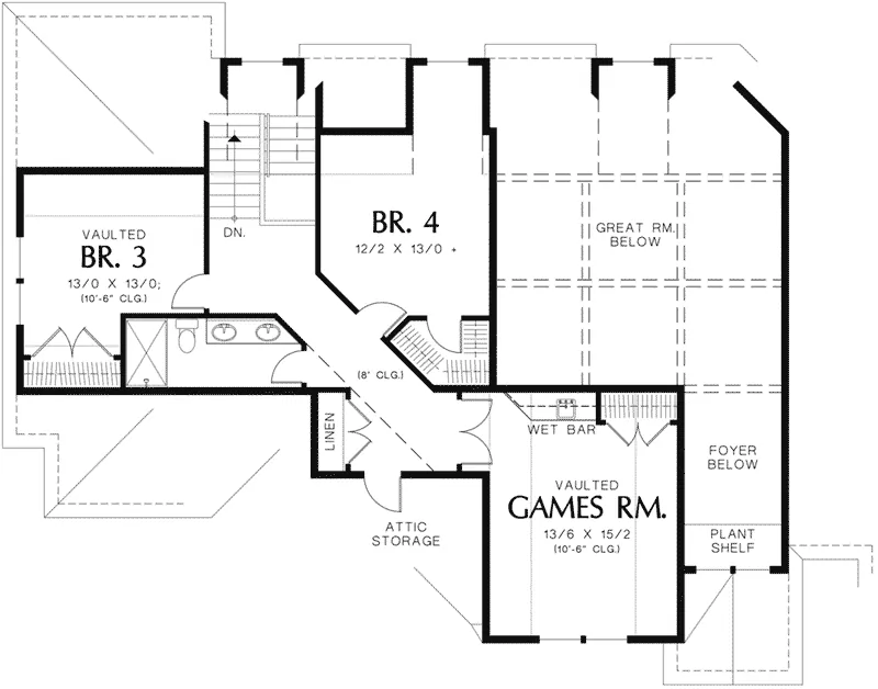 Craftsman Home Plan Second Floor 011S-0037