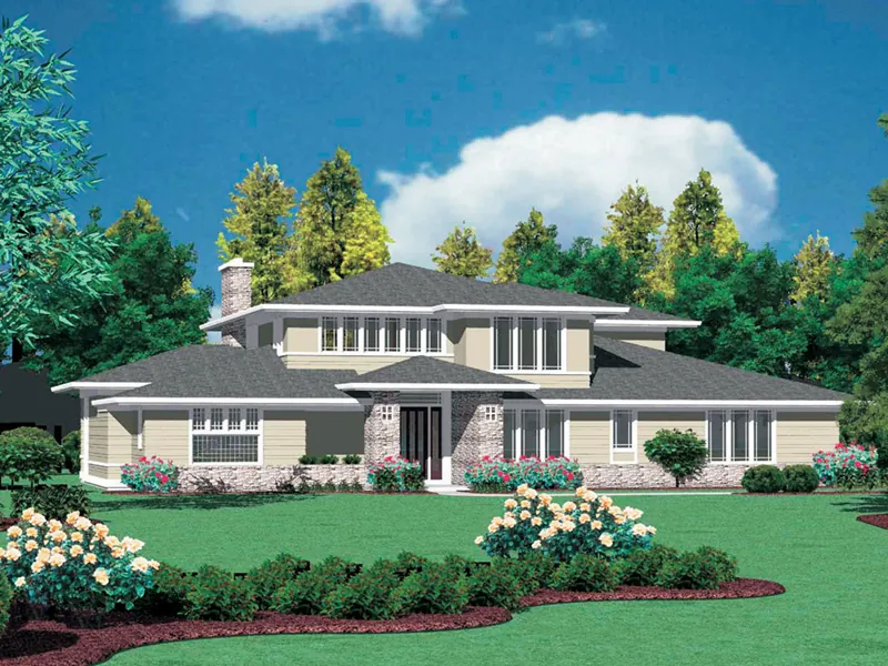 Prairie House Plan Front Image - Sidney Manor Luxury Home 011S-0040 - Shop House Plans and More