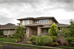 Prairie House Plan Front Night Photo 01 - Sidney Manor Luxury Home 011S-0040 - Shop House Plans and More