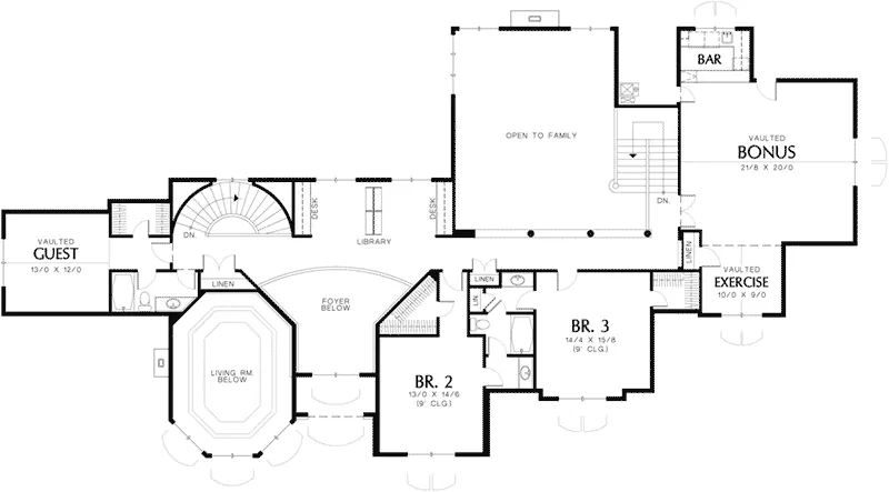 Luxury Home Plan Second Floor 011S-0059