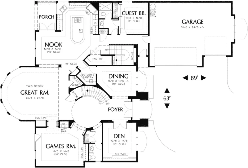 Beach & Coastal House Plan First Floor - 011S-0060 - Shop House Plans and More