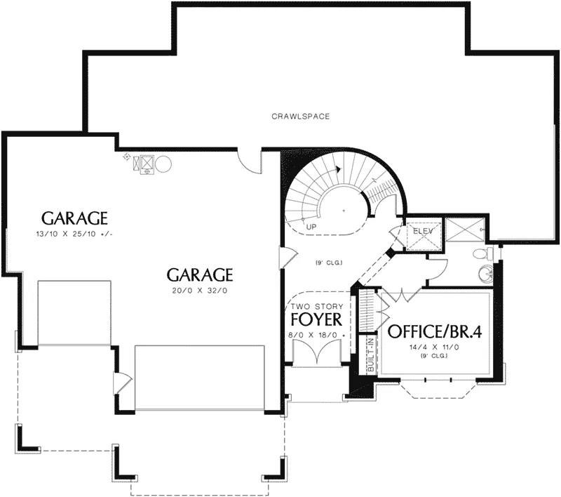 Contemporary House Plan Lower Level Floor - 011S-0067 - Shop House Plans and More