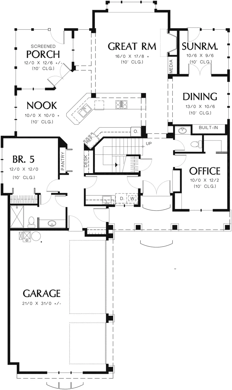 Rustic House Plan First Floor - Napier Lane Craftsman Home 011S-0072 - Shop House Plans and More