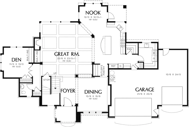 Rustic House Plan First Floor - 011S-0074 - Shop House Plans and More