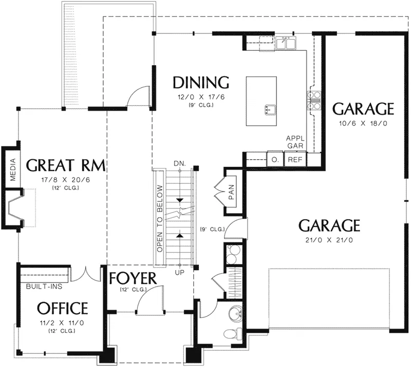 Prairie House Plan First Floor - 011S-0075 - Shop House Plans and More