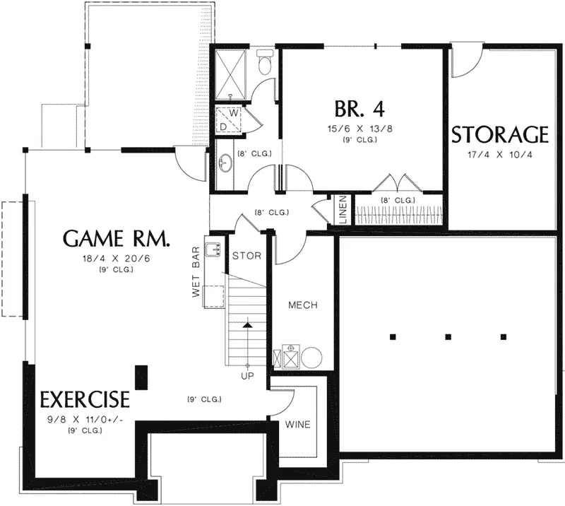 Prairie House Plan Lower Level Floor - 011S-0075 - Shop House Plans and More