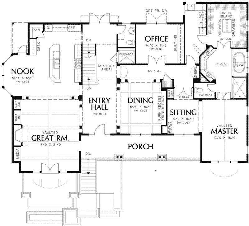 Lake Home Plan First Floor 011S-0083