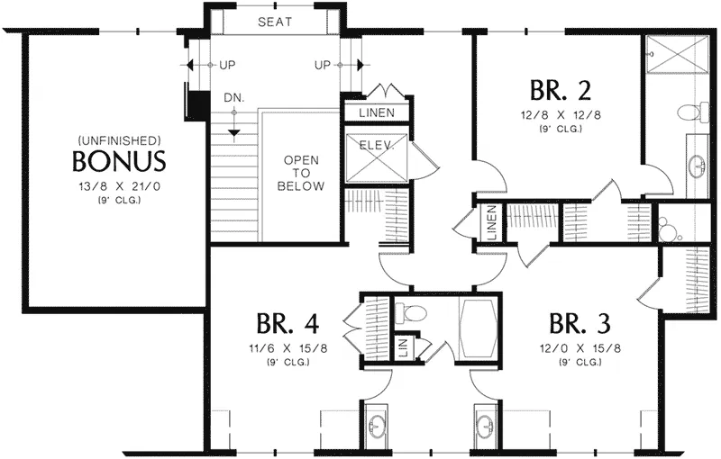 Rustic House Plan Second Floor - 011S-0083 - Shop House Plans and More