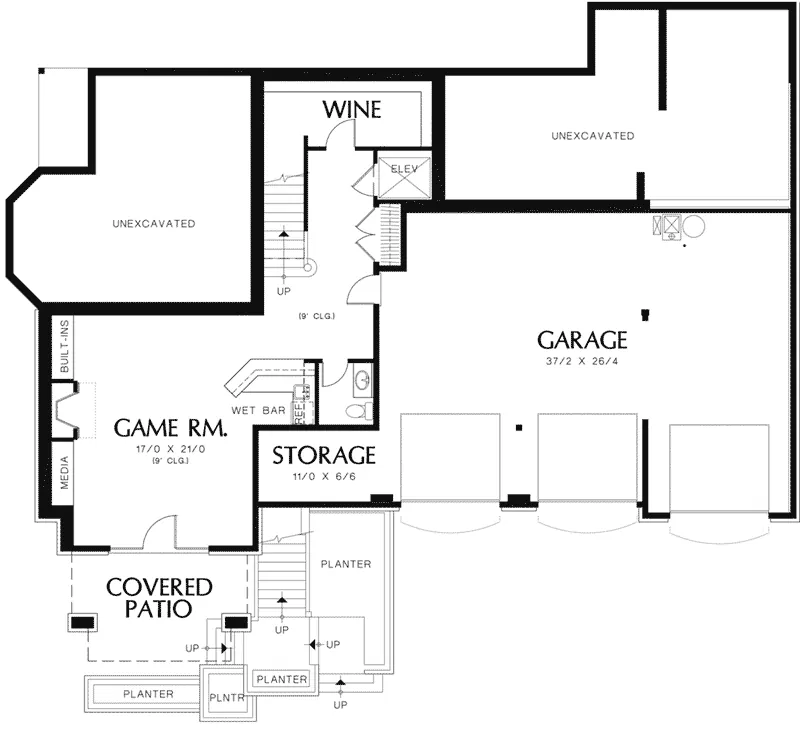 Rustic House Plan Lower Level Floor - 011S-0083 - Shop House Plans and More