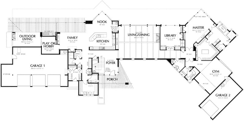 Craftsman House Plan First Floor - Demarco Luxury Prairie Home 011S-0085 - Search House Plans and More