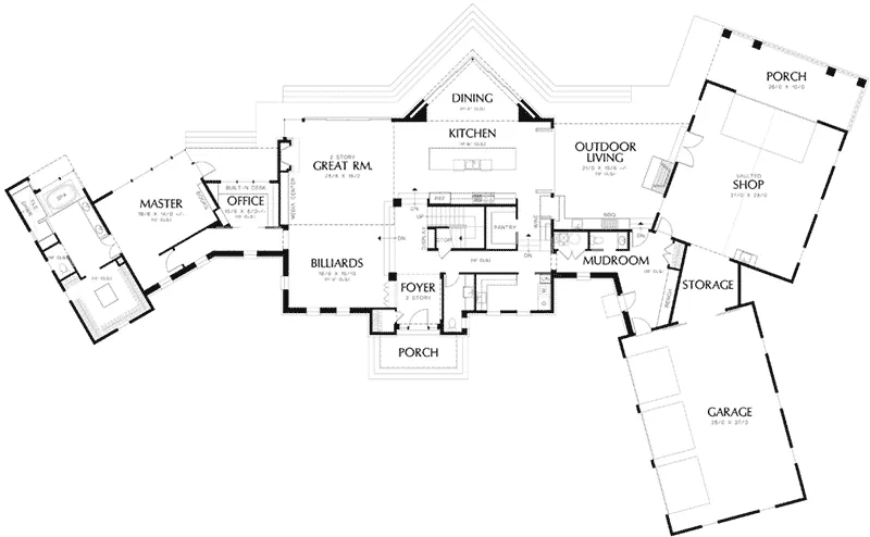 Southwestern Home Plan First Floor 011S-0090