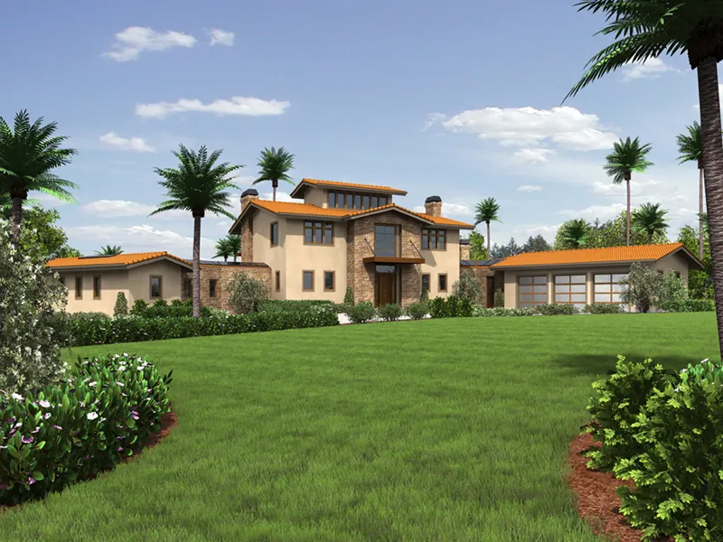 Vacation House Plan Front Photo 01 - Perdana Luxury Modern Home 011S-0090 - Shop House Plans and More