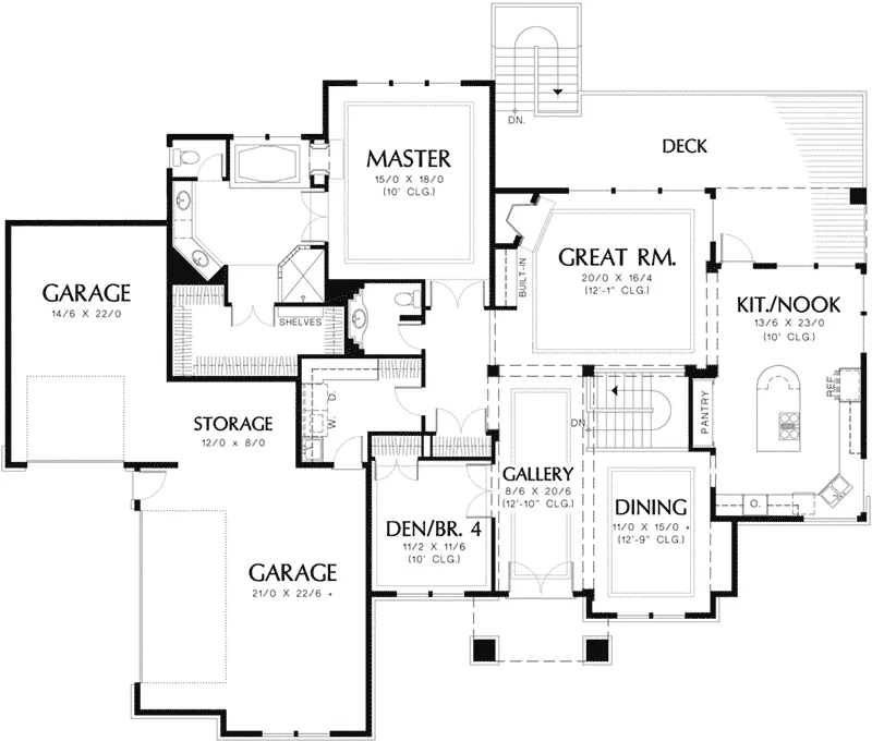 Contemporary Home Plan First Floor 011S-0093