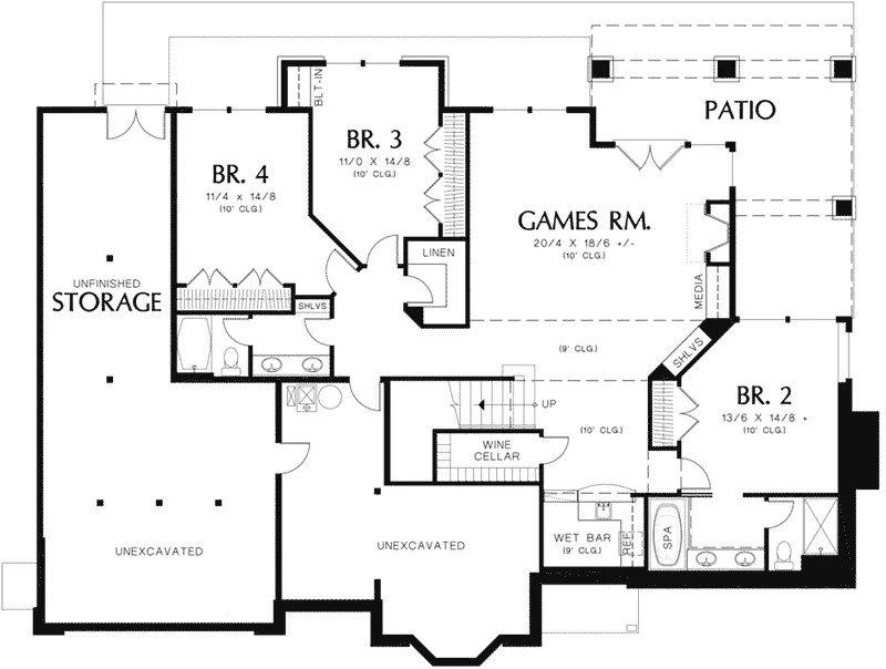 Country Home Plan Lower Level 011S-0095