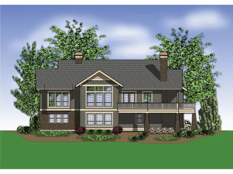Shingle House Plan Rear Photo 01 - Prichard Place Luxury Craftsman Home 011S-0100 - Shop House Plans and More