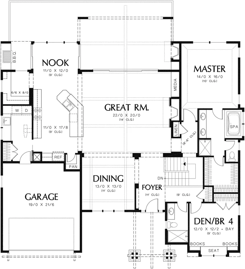 Craftsman House Plan First Floor - 011S-0102 - Shop House Plans and More