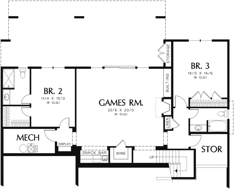 European House Plan Lower Level Floor - Lindley Bay European Home 011S-0103 - Shop House Plans and More