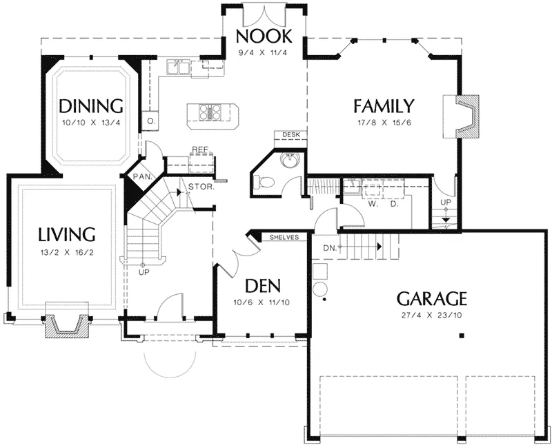 English Cottage House Plan First Floor - 011S-0116 - Shop House Plans and More