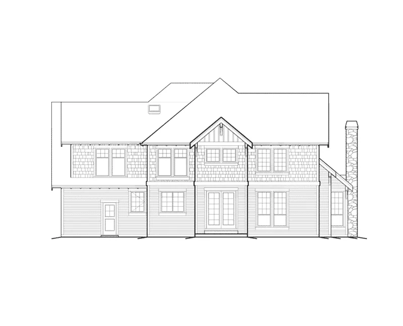 Shingle House Plan Rear Elevation - Ash Creek Craftsman Home 011S-0130 - Search House Plans and More