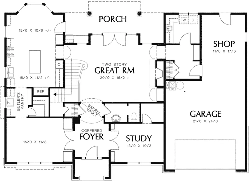 Traditional House Plan First Floor - 011S-0147 - Shop House Plans and More