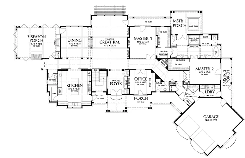 Shingle Home Plan First Floor 011S-0184