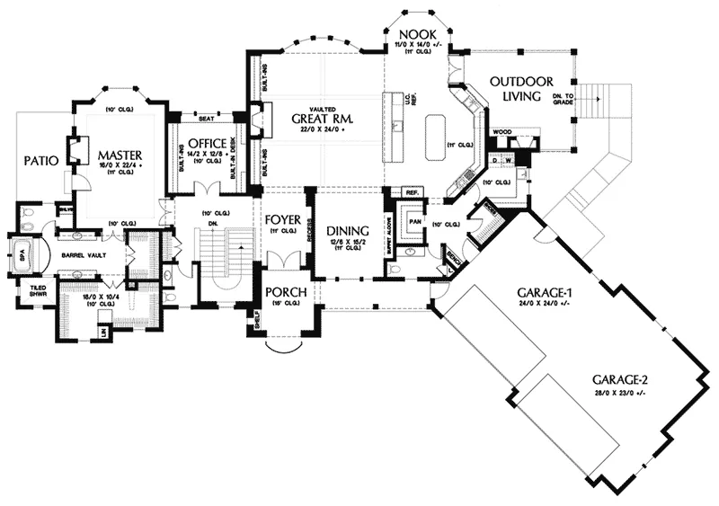 Ranch House Plan First Floor - 011S-0193 - Shop House Plans and More