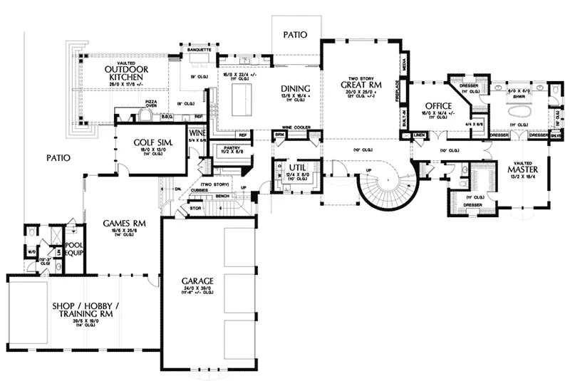 Modern Farmhouse Plan First Floor - Asbury Park Luxury Home 011S-0196 - Search House Plans and More