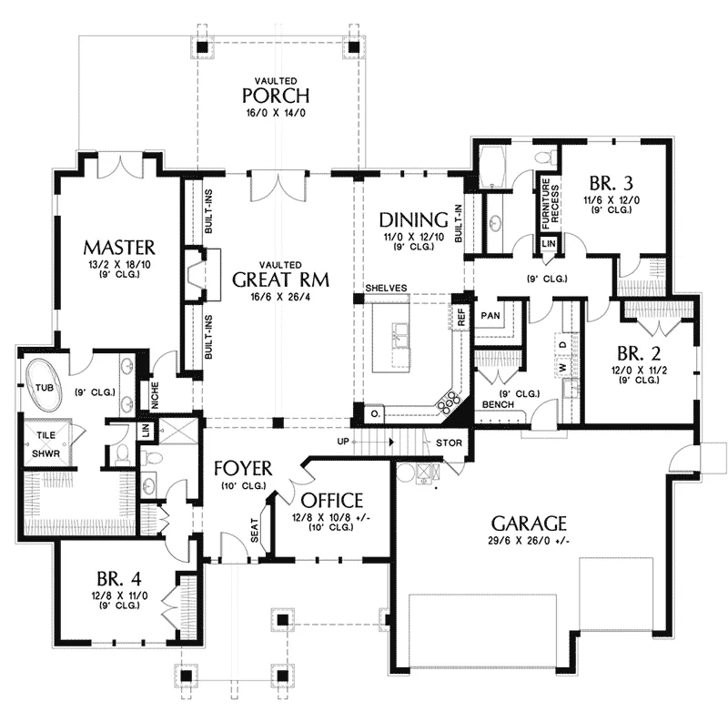 Country House Plan First Floor - 011S-0203 - Shop House Plans and More