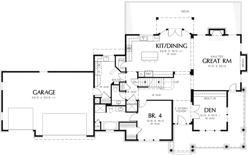 Rustic Home Plan First Floor 011S-0205
