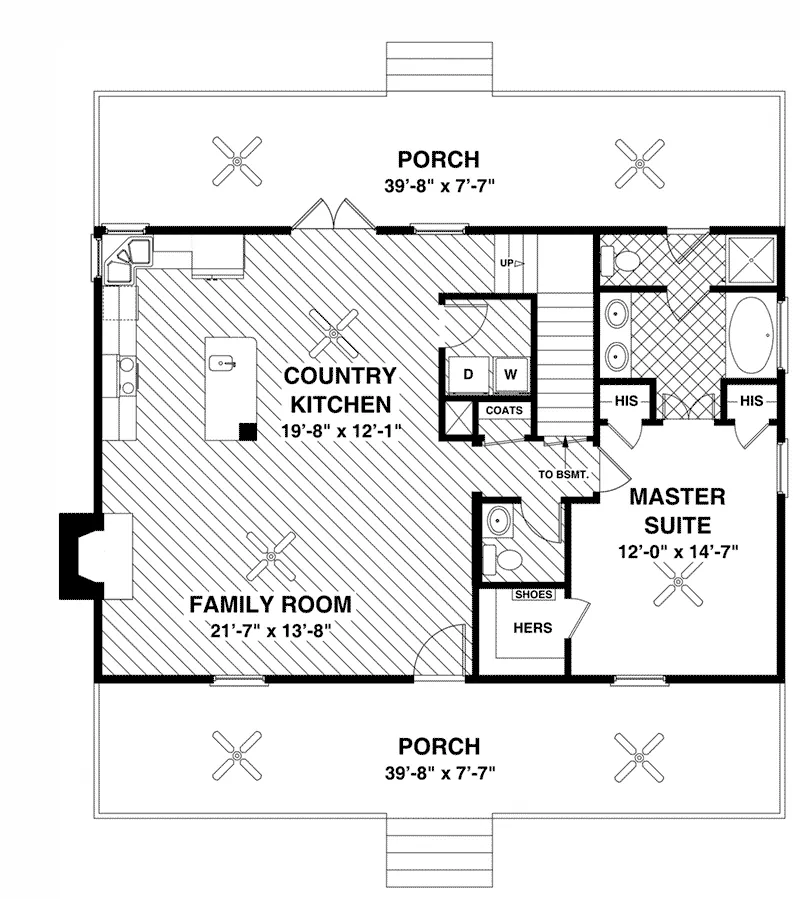 Cabin & Cottage Home Plan First Floor 013D-0199
