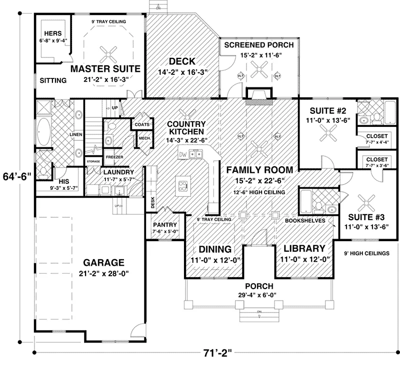 Traditional Home Plan First Floor 013D-0201