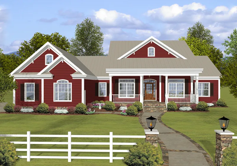 Craftsman House Plan Front of Home - Cricket Creek Country Home 013D-0201 - Search House Plans and More