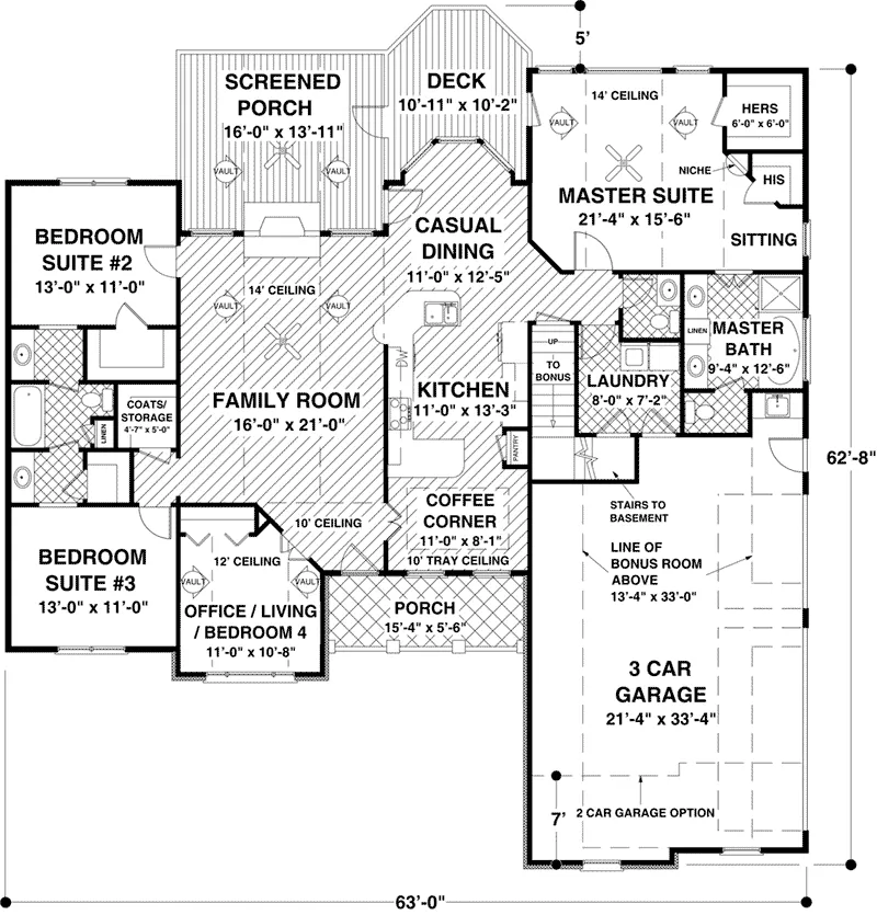 Ranch Home Plan First Floor 013D-0202
