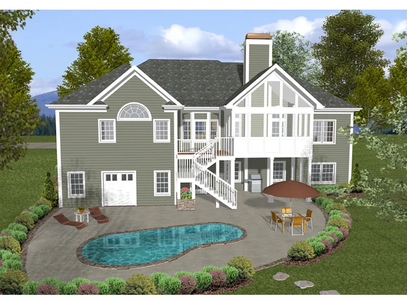 Ranch House Plan Rear Photo 01 - Dewberry Falls Ranch Home 013D-0202 - Search House Plans and More