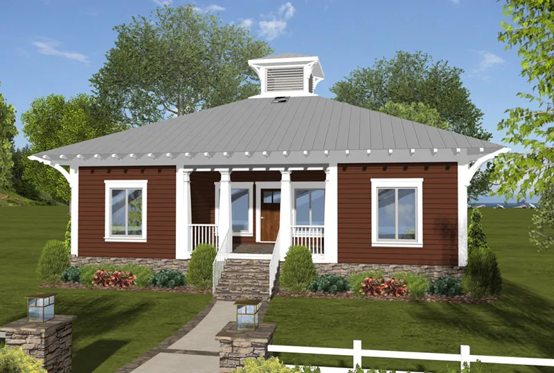 Craftsman House Plan Front of Home - Eco Box Green Home 013D-0216 - Search House Plans and More
