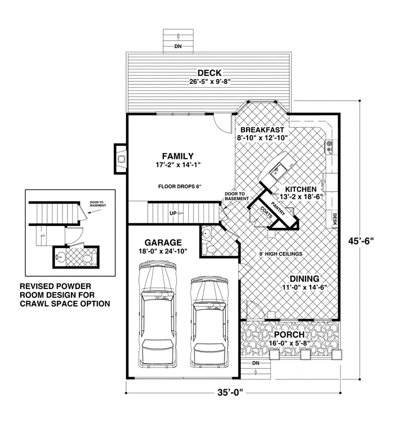 Arts & Crafts Home Plan First Floor 013D-0234
