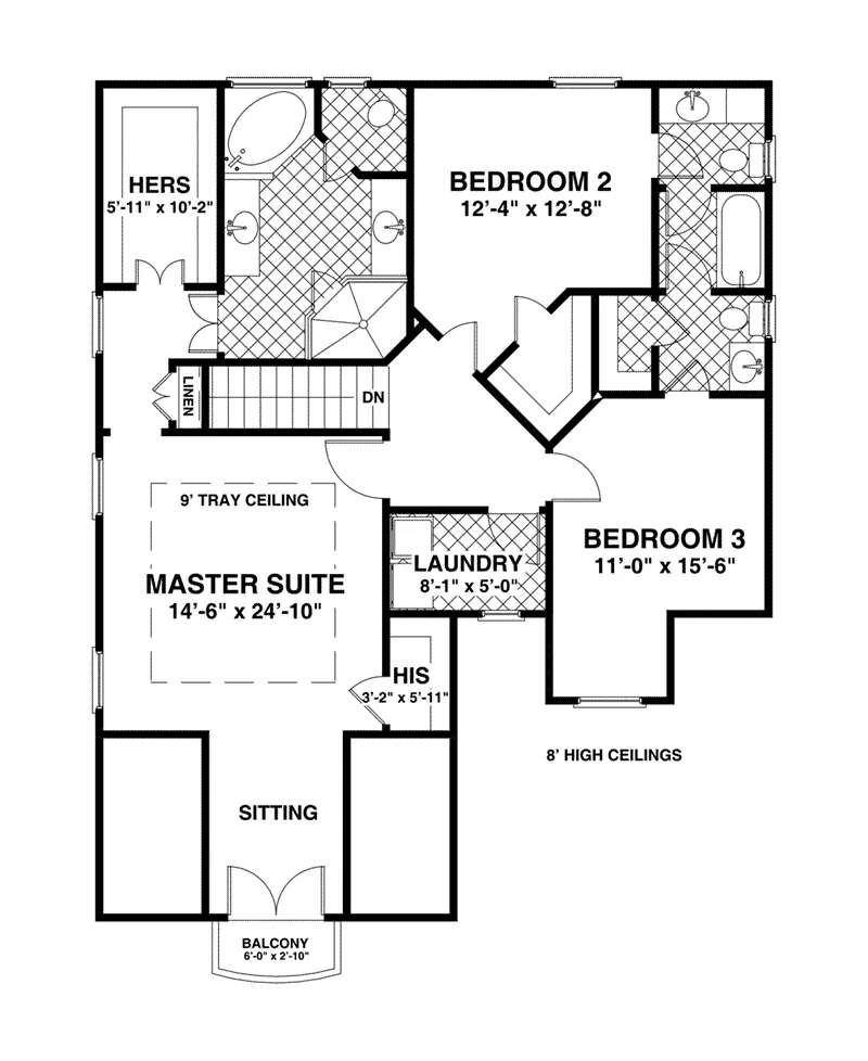 Bungalow House Plan Second Floor - Sandal Wood Arts And Craft Home 013D-0234 - Shop House Plans and More