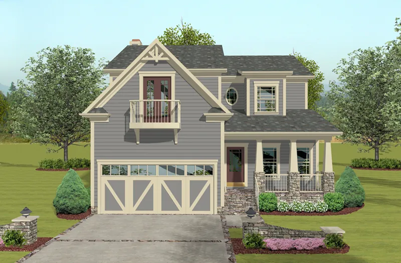 Bungalow House Plan Front of Home - Sandal Wood Arts And Craft Home 013D-0234 - Shop House Plans and More