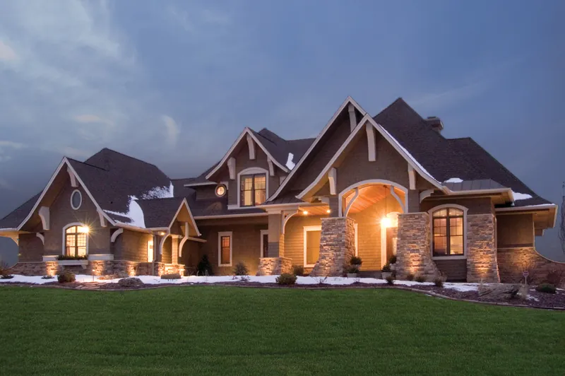 Arts & Crafts House Plan Front of Home - Watson Manor Luxury Home 013S-0002 - Shop House Plans and More