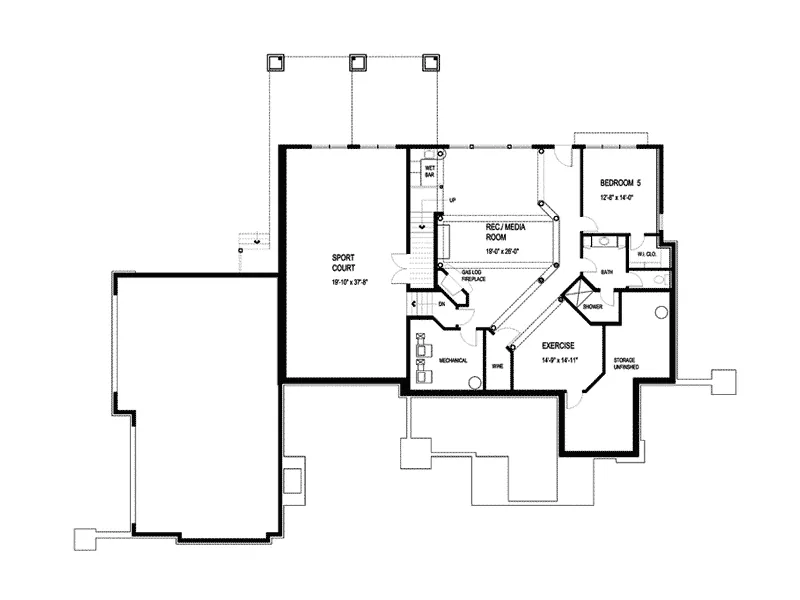 Arts & Crafts House Plan Lower Level Floor - Watson Manor Luxury Home 013S-0002 - Shop House Plans and More
