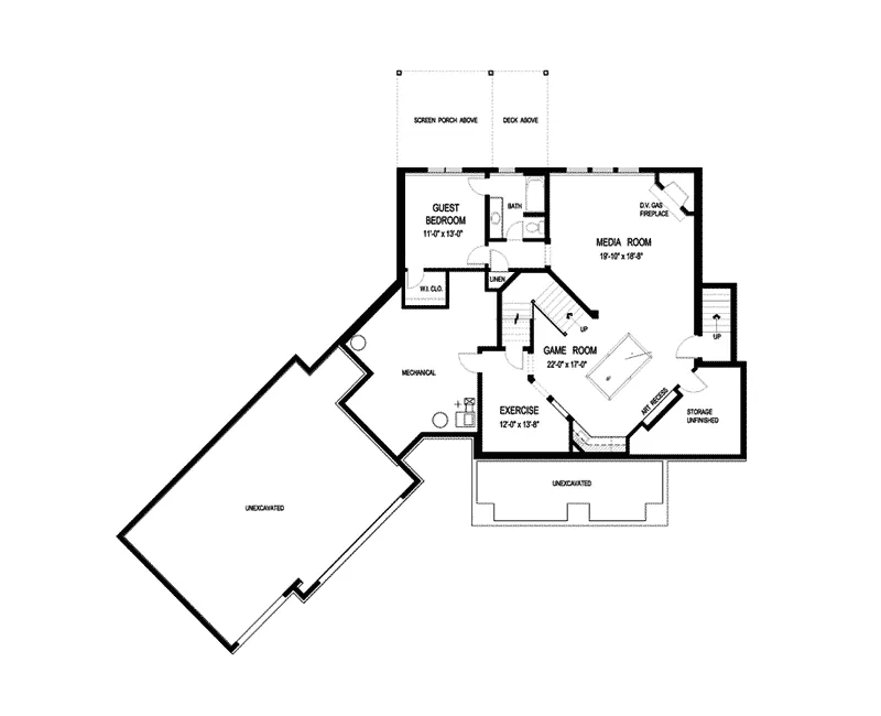 Craftsman Home Plan Lower Level 013S-0006