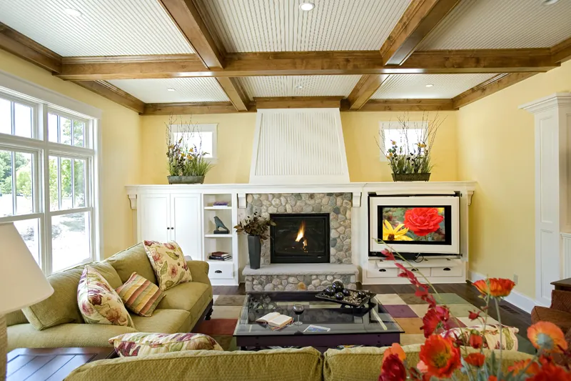 Prairie House Plan Family Room Photo 02 - Clarksdale Luxury Home 013S-0008 - Search House Plans and More
