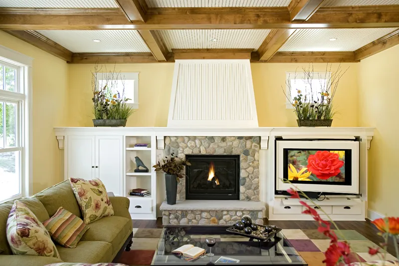 Prairie House Plan Family Room Photo 03 - Clarksdale Luxury Home 013S-0008 - Search House Plans and More