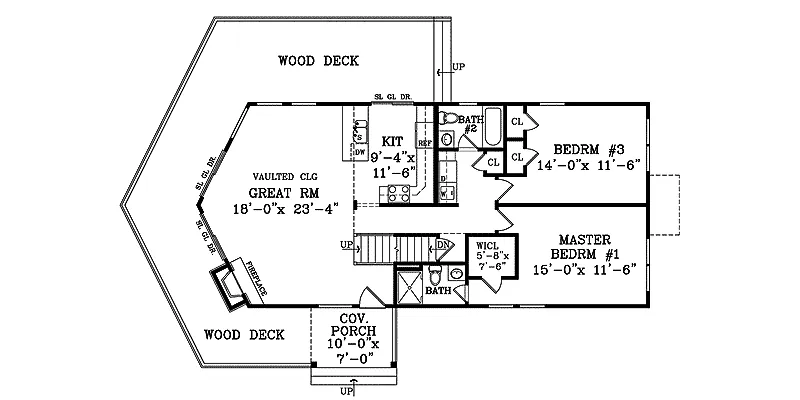 Vacation House Plan First Floor - Glencoe Summit A-Frame Home 016D-0113 - Search House Plans and More