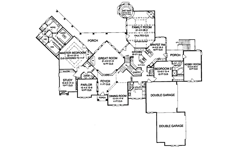 Craftsman House Plan First Floor - Corbin Luxury Home 019S-0001 - Search House Plans and More
