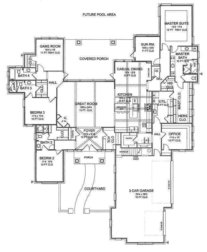 Waterfront Home Plan First Floor 019S-0005