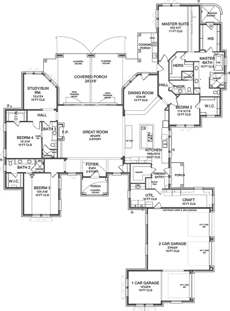 Ranch Home Plan First Floor 019S-0006