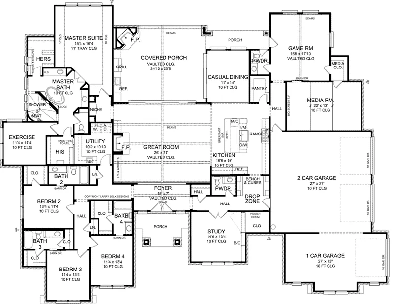 Craftsman Home Plan First Floor 019S-0008