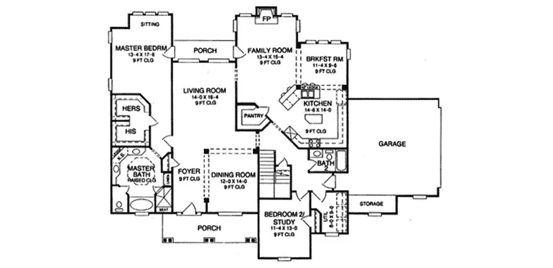 Traditional House Plan First Floor - 019S-0010 - Shop House Plans and More